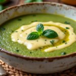 Soupe de courgettes et fromage fondu
