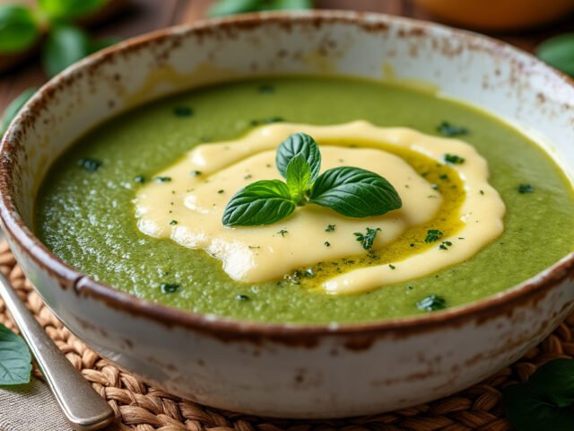 Soupe de courgettes et fromage fondu