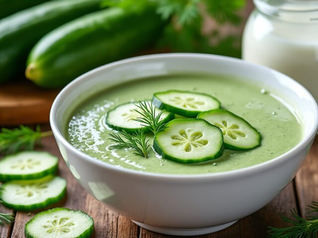 Soupe froide de concombre et yaourt