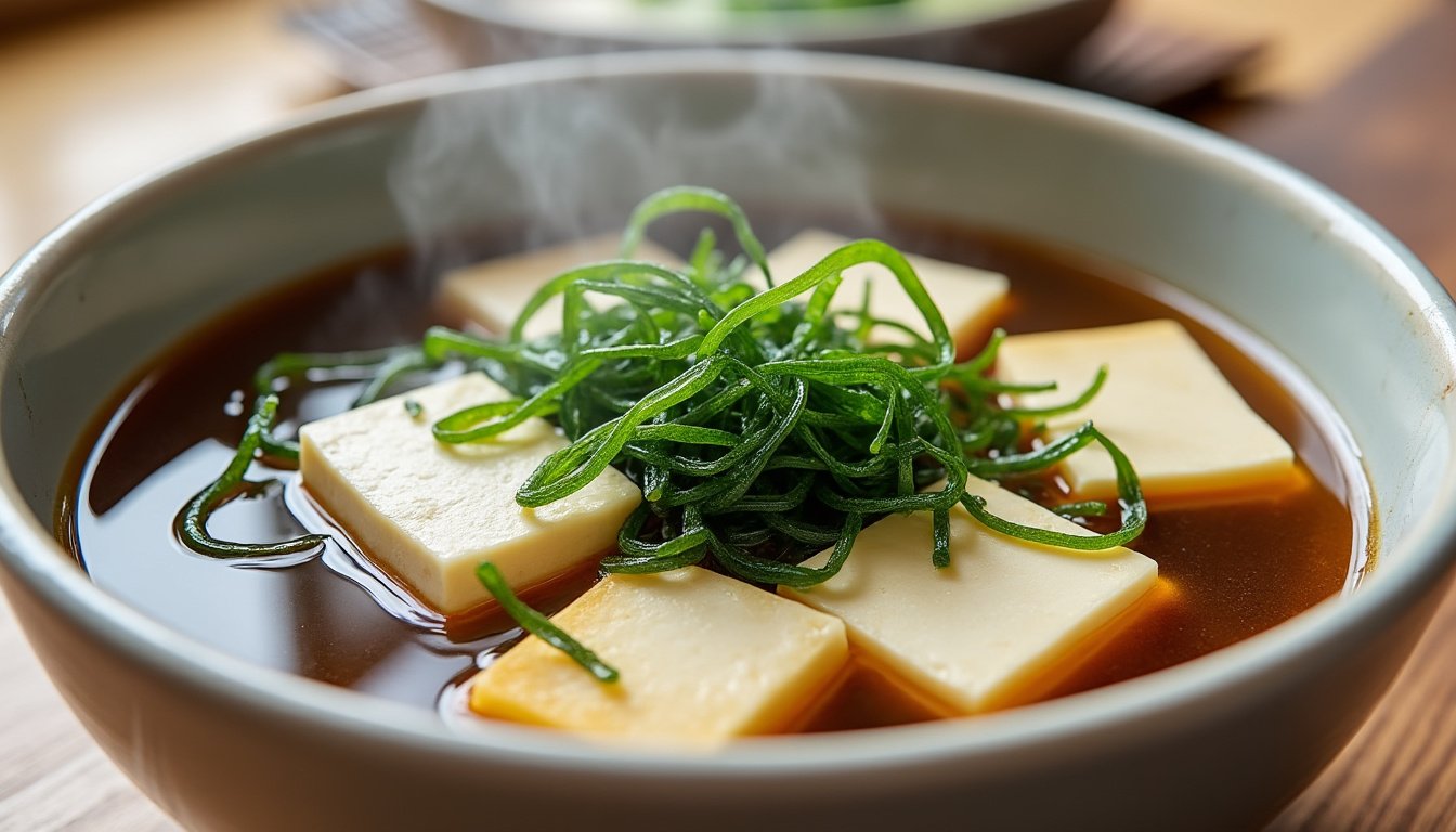 découvrez une délicieuse soupe miso aux algues et tofu, riche en saveurs umami et en bienfaits nutritifs. parfaite pour réchauffer le corps et l'esprit, cette recette allie ingrédients frais et traditionnels pour une expérience culinaire authentique et réconfortante.