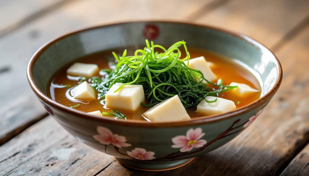 découvrez notre délicieuse soupe miso aux algues et tofu, un plat réconfortant alliant les saveurs umami de la pâte de miso, la légèreté des algues et la douceur du tofu. idéale pour un repas sain et savoureux, cette recette simple et rapide ravira vos papilles et réchauffera vos soirées.
