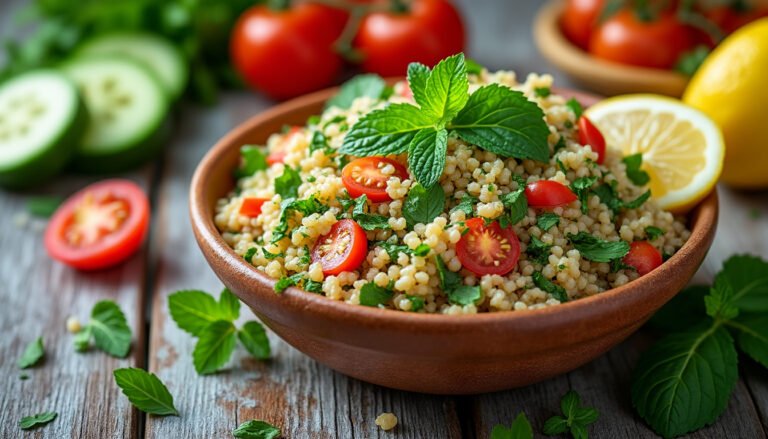 découvrez notre recette fraîche et savoureuse de taboulé au boulgour et à la menthe ! parfait pour un été ensoleillé, ce plat léger allie la texture croquante du boulgour à la fraîcheur de la menthe, idéal en accompagnement ou en plat principal. essayez-le dès maintenant !