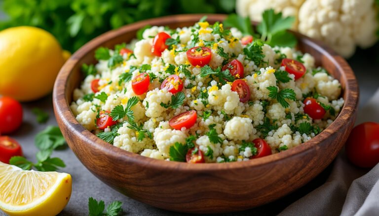 découvrez une recette délicieuse et saine de taboulé de chou-fleur, agrémenté d'herbes fraîches pour une explosion de saveurs. parfait pour accompagner vos repas ou en plat principal léger, ce taboulé est une alternative originale et sans gluten aux recettes traditionnelles.