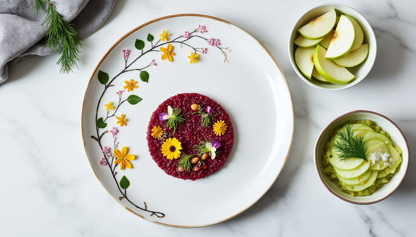 découvrez notre recette de tartare de betterave et pommes vertes, un plat frais et coloré qui allie la douceur terreuse de la betterave à l'acidité croquante des pommes. parfait en entrée ou en accompagnement, cette création culinaire ravira vos papilles et apportera une touche de vitalité à vos repas.
