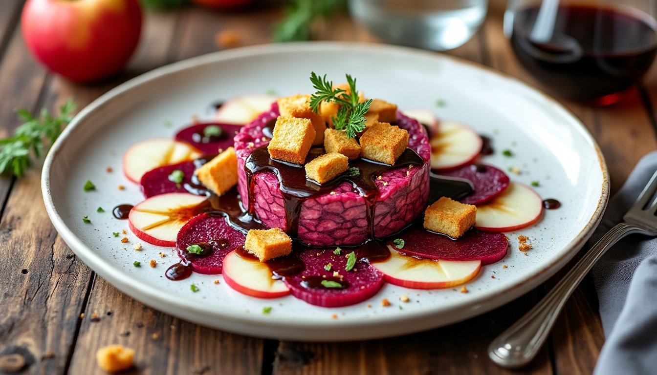 découvrez notre délicieux tartare de betterave et pommes vertes, une recette fraßche et originale alliant la douceur des betteraves à l'acidité croquante des pommes. parfait en entrée ou en plat léger, ce mélange coloré séduira vos papilles et apportera une touche saine à votre table.