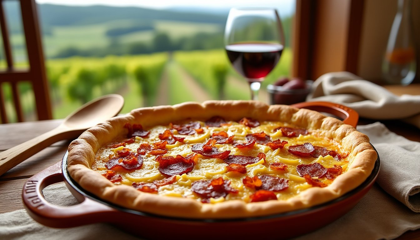 découvrez notre délicieuse tarte flambée végétarienne, une spécialité alsacienne revisitée avec des ingrédients frais et savoureux. parfaite pour les amateurs de gastronomie végétale, elle allie croûte dorée et garnitures généreuses. un plat convivial à partager en toute occasion !