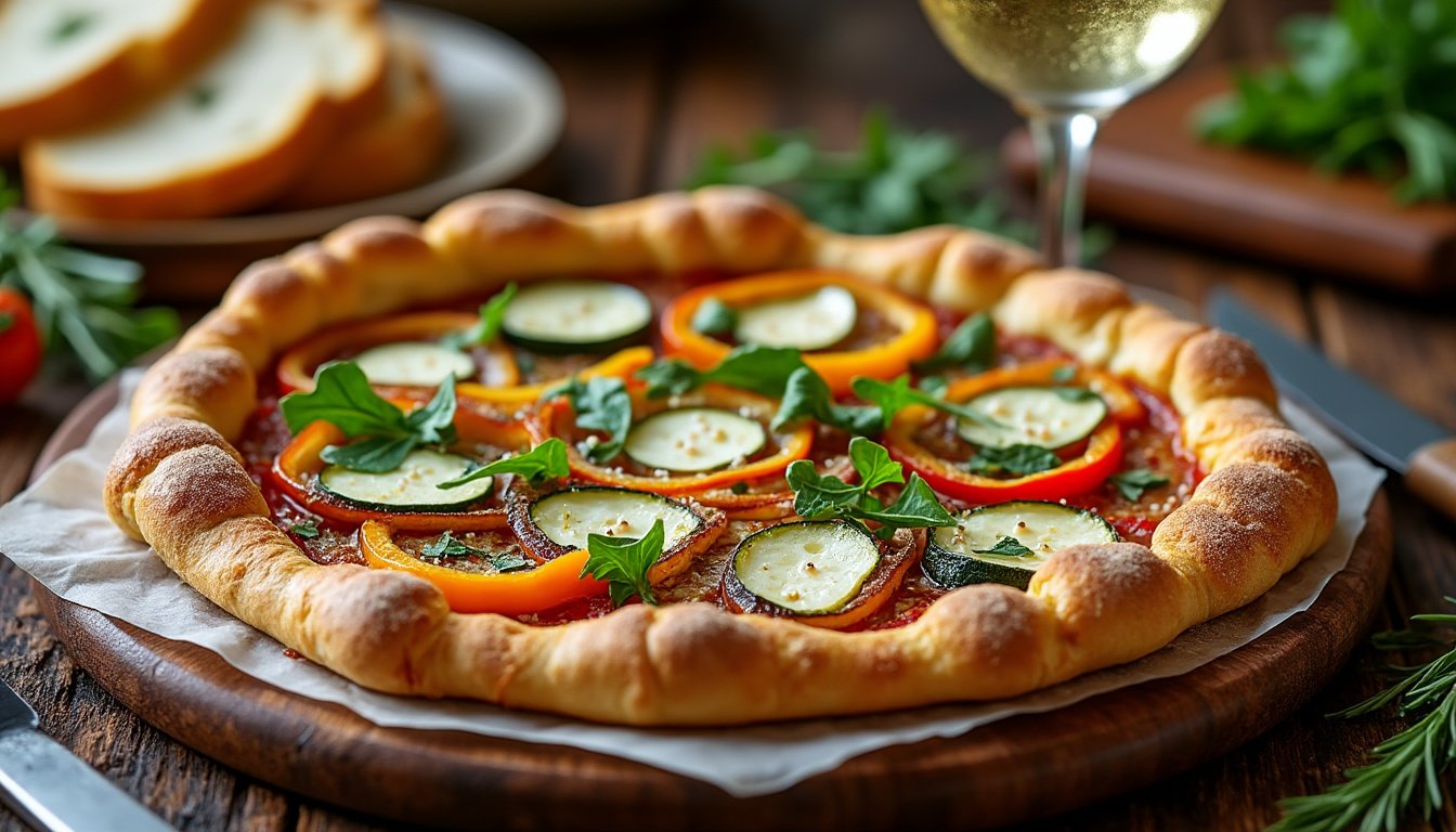 découvrez notre délicieuse tarte flambée végétarienne, une alternative savoureuse et légère à la recette traditionnelle. préparée avec des ingrédients frais et de saison, elle ravira les papilles des amateurs de cuisine saine et gourmande. à déguster chaude pour un moment convivial entre amis ou en famille !