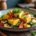 Tofu brouillé aux épices et légumes