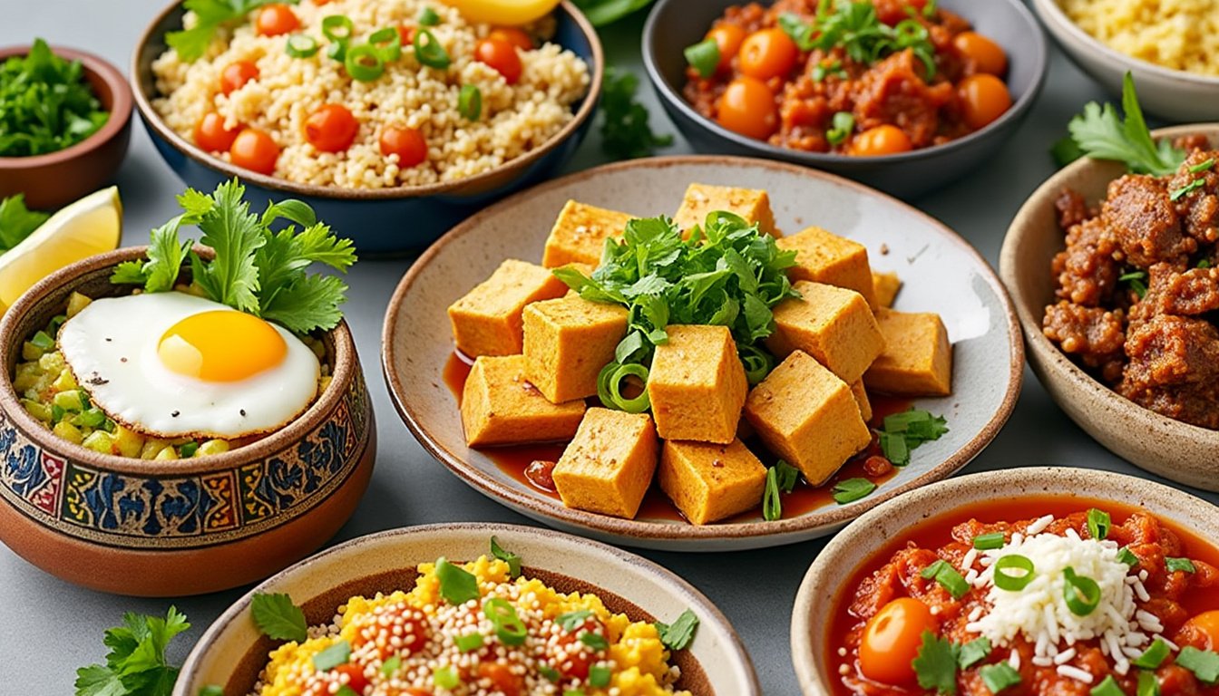 découvrez une délicieuse recette de tofu brouillé aux épices et légumes, idéale pour un petit-déjeuner ou un brunch sain et savoureux. prêt en quelques minutes, ce plat riche en protéines et en saveurs végétales ravira vos papilles tout en étant facile à préparer.