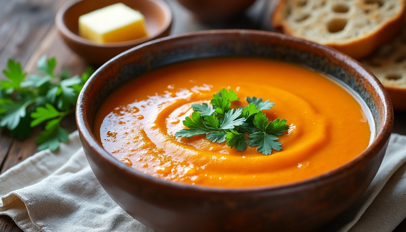 découvrez notre savoureuse recette de velouté de carottes au lait de coco, un mélange onctueux et réconfortant qui ravira vos papilles. parfait pour une entrée délicieuse ou un plat léger, ce velouté allie la douceur des carottes à la richesse du lait de coco pour une expérience gustative unique.
