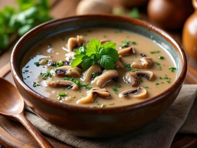 Velouté de champignons et persil