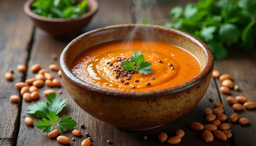 découvrez notre délicieuse recette de velouté de lentilles corail au cumin, un plat réconfortant et riche en saveurs. parfait pour réchauffer vos soirées d'hiver, ce velouté onctueux allie la douceur des lentilles à l'arôme épicé du cumin. facile à préparer, il ravira vos papilles et celles de vos invités.