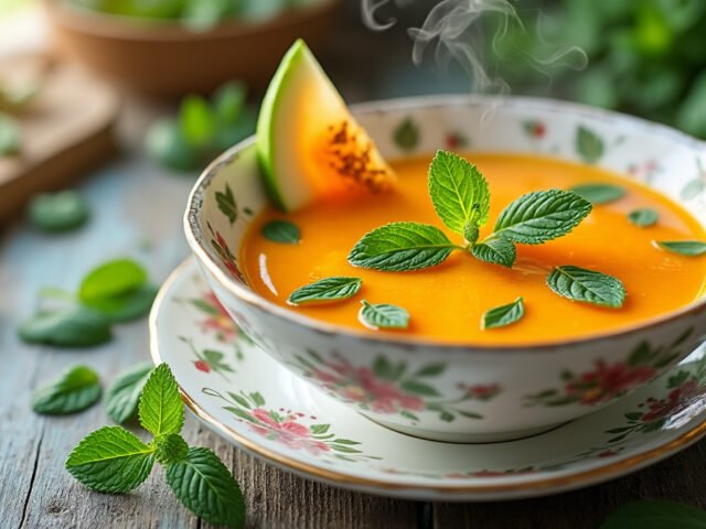 Velouté froid de melon et menthe