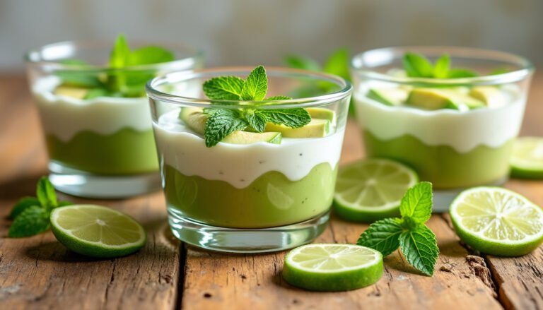 découvrez une recette rafraîchissante de verrines d'avocat et yaourt au citron vert, alliant la douceur crémeuse de l'avocat à l'acidité du citron vert. parfaites pour un apéritif léger ou un dessert original, ces verrines séduiront vos invités avec leur présentation élégante et leur saveur délicate.