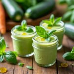 Verrines de soupe froide de courgettes et basilic