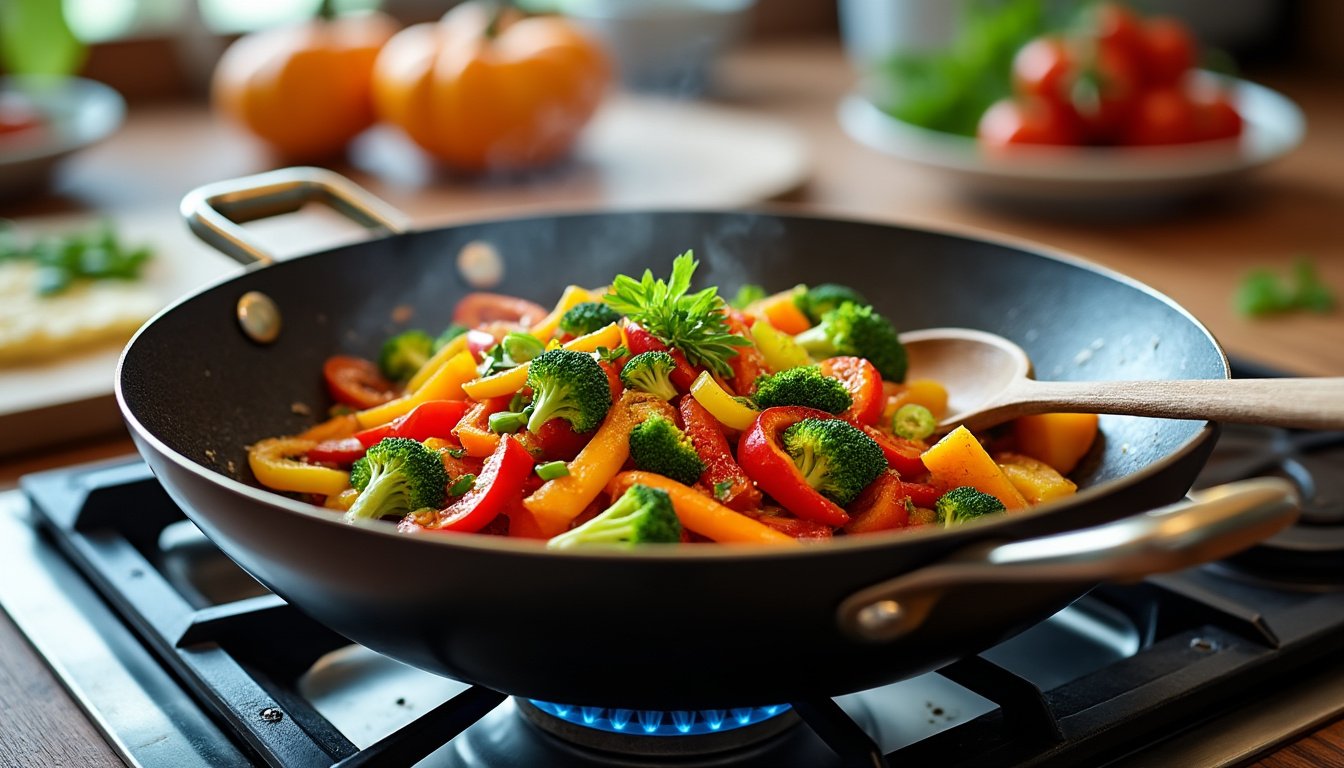 découvrez notre délicieux wok de légumes à la sauce hoisin, un plat savoureux alliant fraîcheur des légumes croquants et la douceur de la sauce. parfait pour un repas sain et rapide, ce plat asiatique vous fera voyager à chaque bouchée.