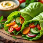 Wraps de laitue aux légumes croquants et houmous
