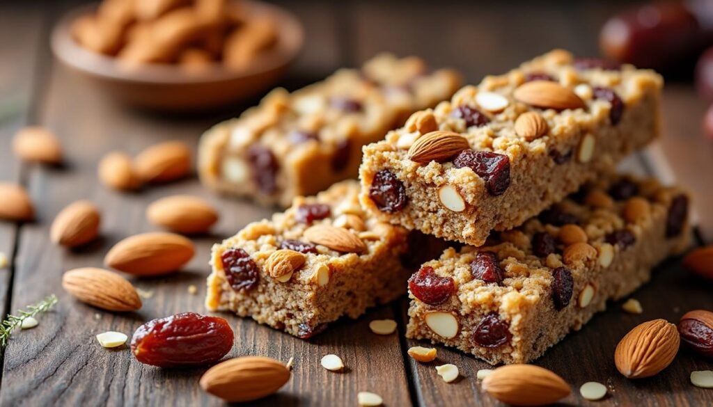 découvrez nos délicieuses barres énergétiques aux amandes et dattes, un en-cas sain et énergisant pour stimuler vos journées. parfaites pour les sportifs et les amateurs de snacks nutritifs, elles allient le croquant des amandes à la douceur des dattes. idéales à emporter partout !