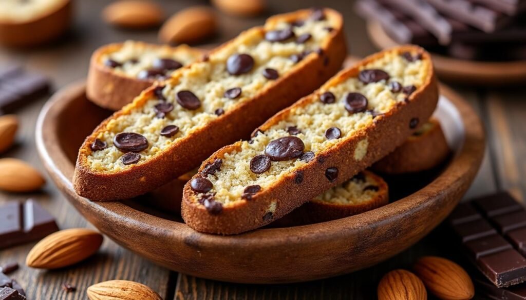 savourez nos délicieux biscotti aux amandes et chocolat noir, une gourmandise croustillante parfaite pour accompagner votre café. idéals pour les amateurs de douceurs, ces biscuits artisanaux allient le croquant des amandes à la richness du chocolat noir, pour une expérience inoubliable.