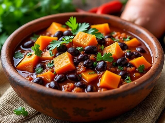 Chili aux patates douces et haricots noirs