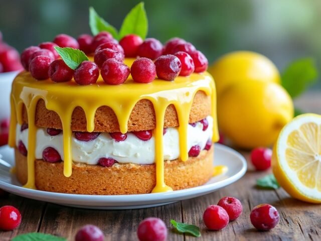 Gâteau aux cranberries et citron