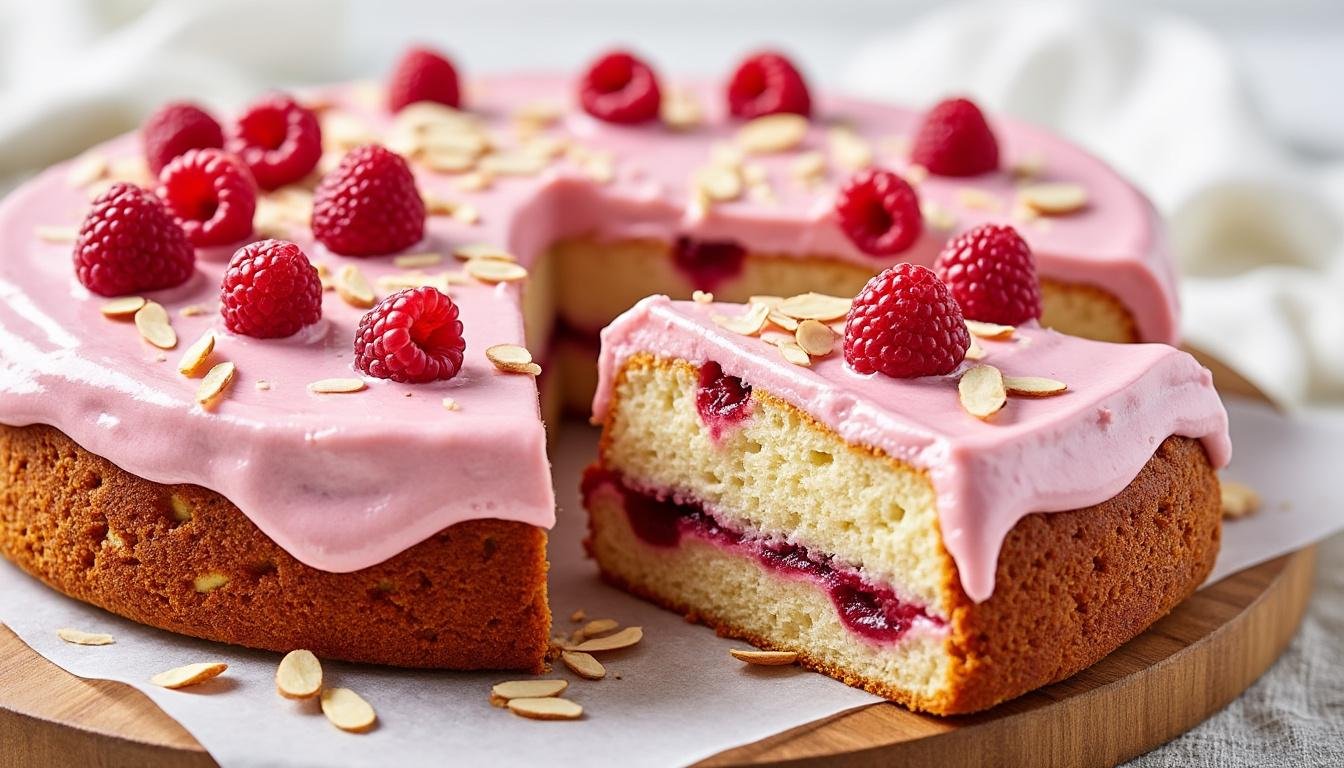découvrez notre délicieux gâteau aux framboises et amandes, une pâtisserie moelleuse alliant la douceur des framboises et le croquant des amandes. parfait pour vos événements ou un moment de douceur, ce dessert ravira les papilles des petits et grands gourmands.