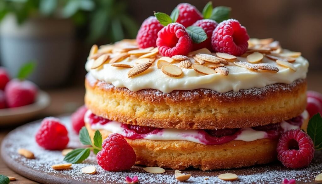 découvrez notre délicieux gâteau aux framboises et amandes, une douceur qui allie le moelleux des amandes à l'acidité des framboises. parfait pour les gourmands, ce dessert frais et léger ravira vos papilles à chaque bouchée!