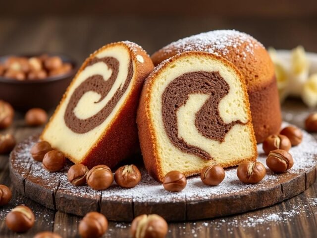Gâteau marbré à la vanille et noisettes