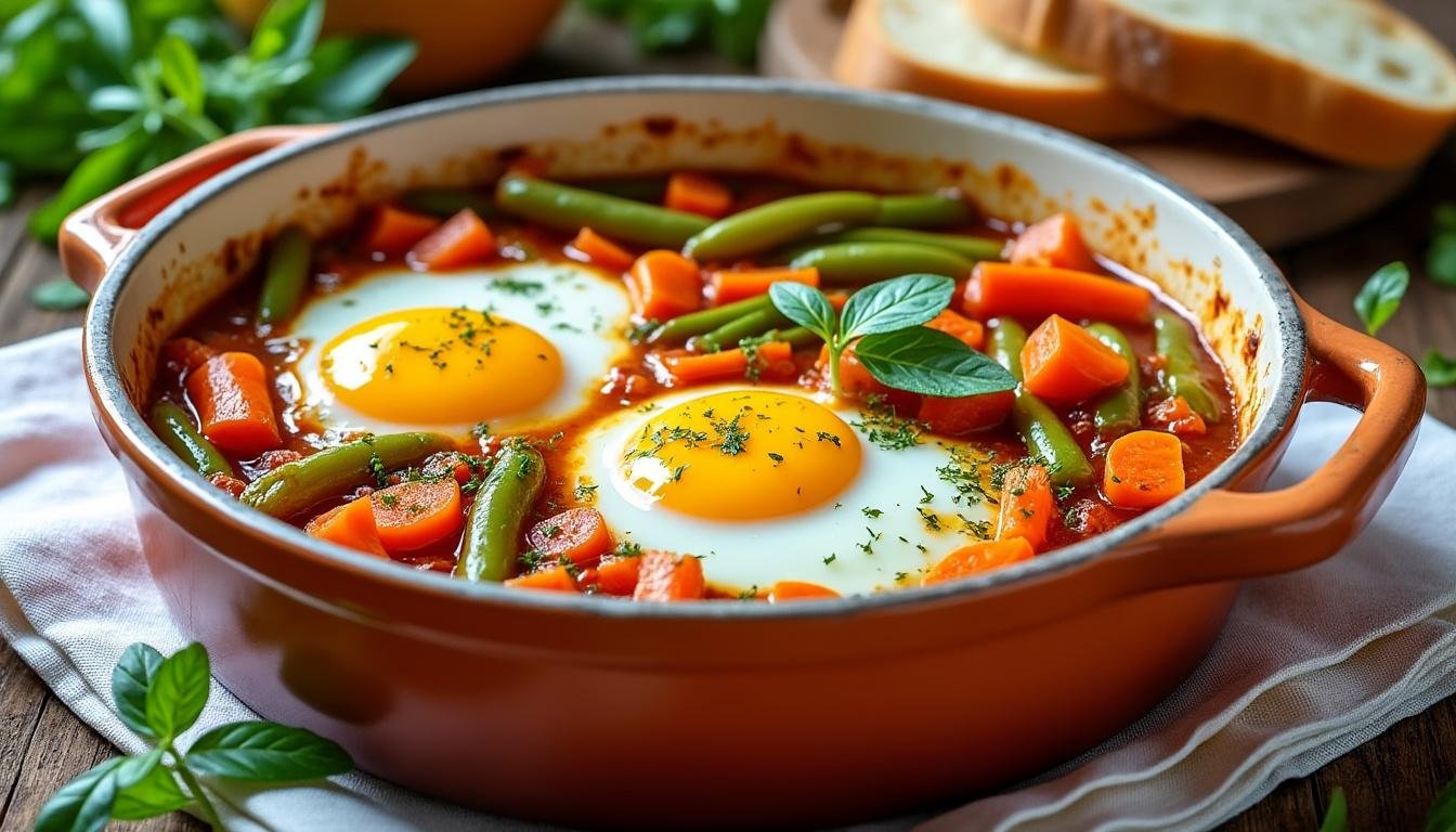 découvrez notre délicieuse recette d'oeufs cocotte aux légumes et fromage, un plat savoureux et réconfortant idéal pour un repas convivial. facile à préparer, cette préparation allie la richesse des oeufs à la fraîcheur des légumes, le tout gratiné au fromage pour une touche de gourmandise. parfait pour régaler vos invités ou pour un déjeuner rapide et original.