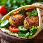 Pains pita garnis de falafels maison