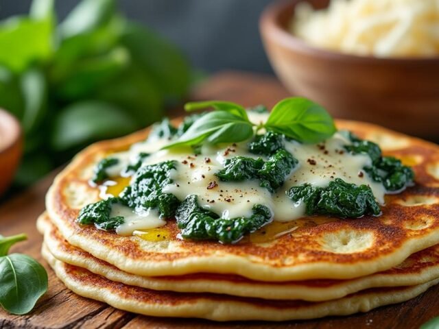 Pancakes salés aux épinards et fromage