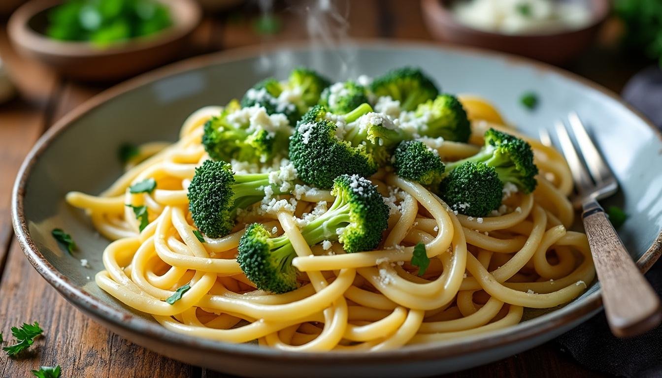 découvrez une délicieuse recette de pâtes aux brocolis agrémentées d'une crémeuse sauce au fromage bleu. parfaite pour un repas réconfortant et savoureux, cette combinaison de saveurs ravira vos papilles et illuminera vos dîners.