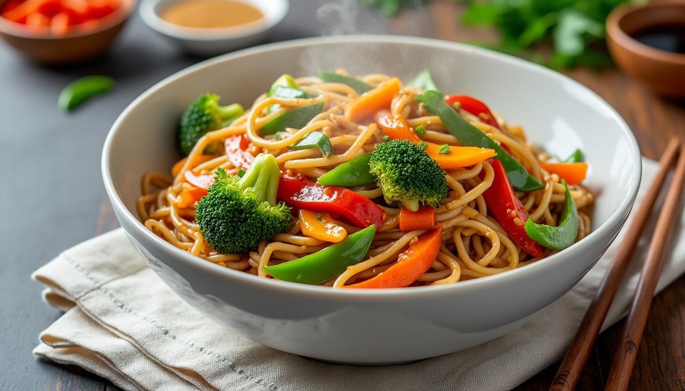 découvrez une délicieuse recette de pâtes de riz sautées aux légumes, parfaite pour un repas sain et savoureux. cette préparation colorée mélange harmonieusement des légumes croquants avec des pâtes de riz légères, offrant une expérience gustative unique. idéale pour les végétariens et ceux qui recherchent des plats rapides à réaliser.