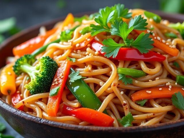 Pâtes de riz sautées aux légumes