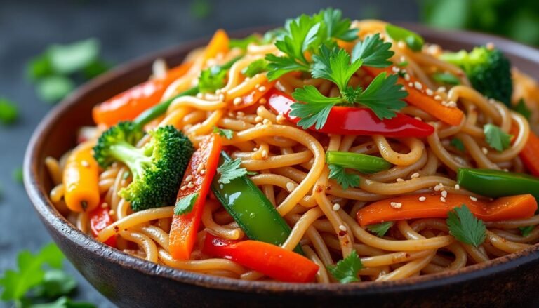 découvrez notre délicieuse recette de pâtes de riz sautées aux légumes, un plat savoureux et équilibré, parfait pour un repas léger. profitez d'une explosion de couleurs et de saveurs avec des légumes frais et des pâtes de riz tendres, idéales pour un dîner rapide et sain.