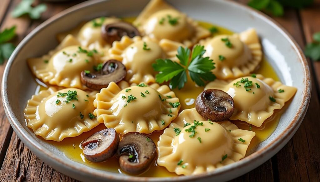 découvrez notre délicieuse recette de raviolis au fromage et champignons, un plat savoureux qui allie la richesse du fromage fondant à l'arôme des champignons. parfait pour un dîner réconfortant, simple à préparer et plein de saveurs. régalez vos convives avec ce classique de la cuisine italienne!