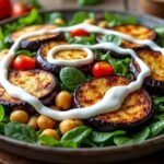 Salade d’aubergines grillées, pois chiches et yaourt