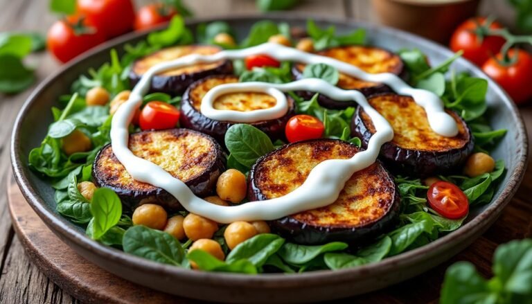 découvrez une délicieuse salade d’aubergines grillées, associée à des pois chiches croquants et une onctueuse sauce au yaourt. cette recette saine et savoureuse, parfaite pour un repas léger ou un accompagnement, ravira vos papilles et apportera une touche méditerranéenne à vos repas.