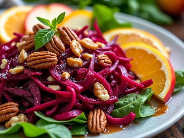Salade de betteraves râpées et noix de pécan