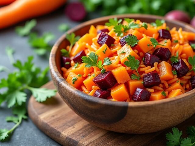 Salade de carottes, betteraves et sauce à l’orange