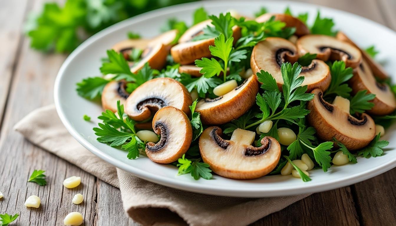 découvrez une délicieuse recette de salade de champignons, persil et ail. parfaite pour un apéritif frais et savoureux, cette salade allie la texture des champignons à la fraîcheur du persil et l'arôme irrésistible de l'ail. idéale pour accompagner vos plats ou à déguster seule!