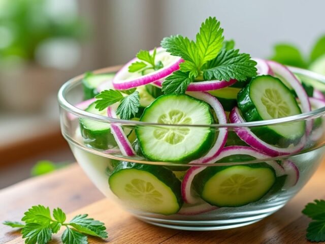 Salade de concombres marinés au vinaigre de riz