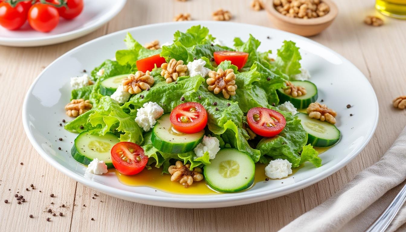 découvrez notre délicieuse salade de cresson, pommes croquantes et noix, un mélange frais et nutritif qui ravira vos papilles. parfaite en entrée ou en plat léger, cette recette allie saveurs et bienfaits pour une pause gourmande et saine.