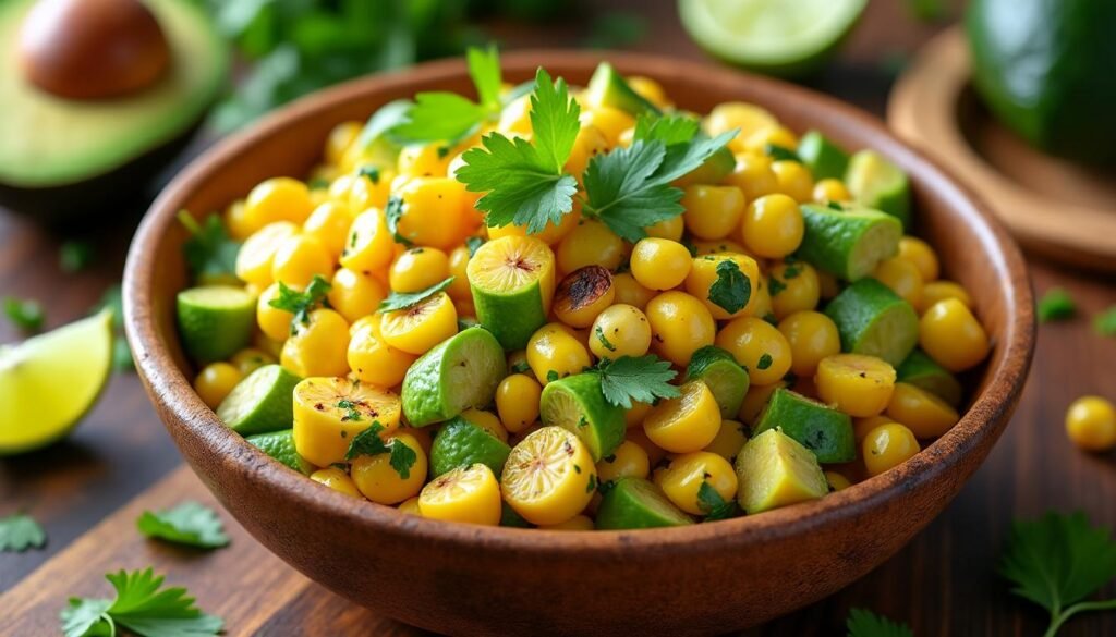 découvrez notre délicieuse recette de salade de maïs grillé et avocat, où la douceur du maïs s'allie à la crémeux de l'avocat pour une explosion de saveurs. parfaite pour un repas léger ou en accompagnement, cette salade facile à préparer ravira vos papilles et celles de vos invités.