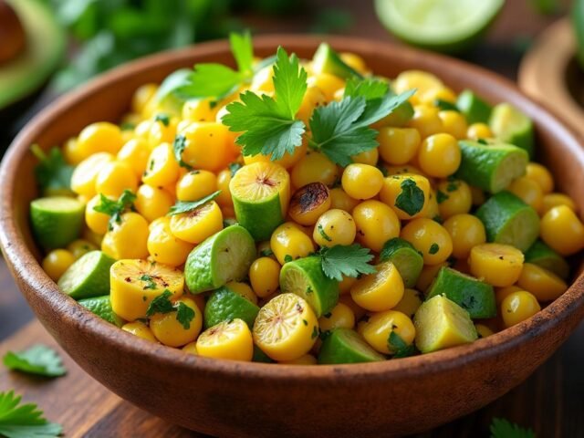 Salade de maïs grillé et avocat