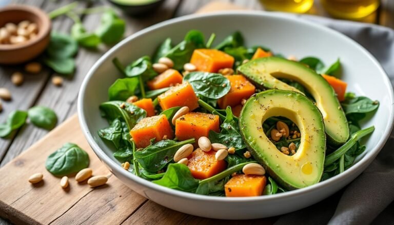 découvrez notre délicieuse salade de patates douces, avocat et pignons de pin. un mélange savoureux et nutritif qui ravira vos papilles, parfait pour un repas léger ou un accompagnement coloré. profitez des bienfaits des ingrédients frais et croquants, pour une expérience culinaire saine et gourmande.
