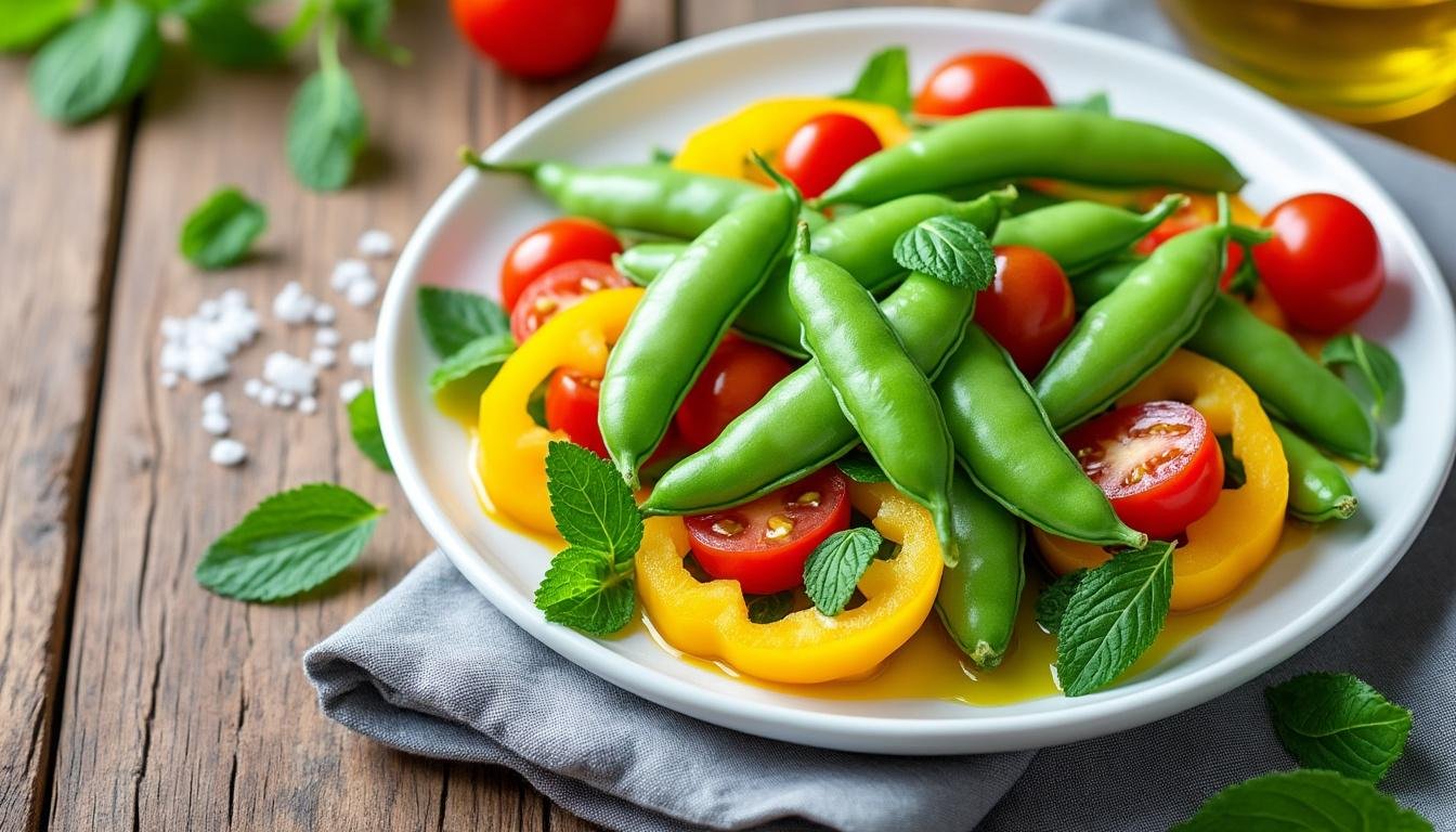 découvrez une délicieuse salade de pois mange-tout accompagnée d'une vinaigrette au miel. parfaite pour apporter fraîcheur et douceur à vos repas, cette recette simple et saine ravira vos papilles avec des saveurs équilibrées. idéale en entrée ou en accompagnement, elle apporte une touche printanière à vos tables.