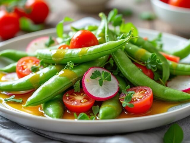 Salade de pois mange-tout et vinaigrette au miel