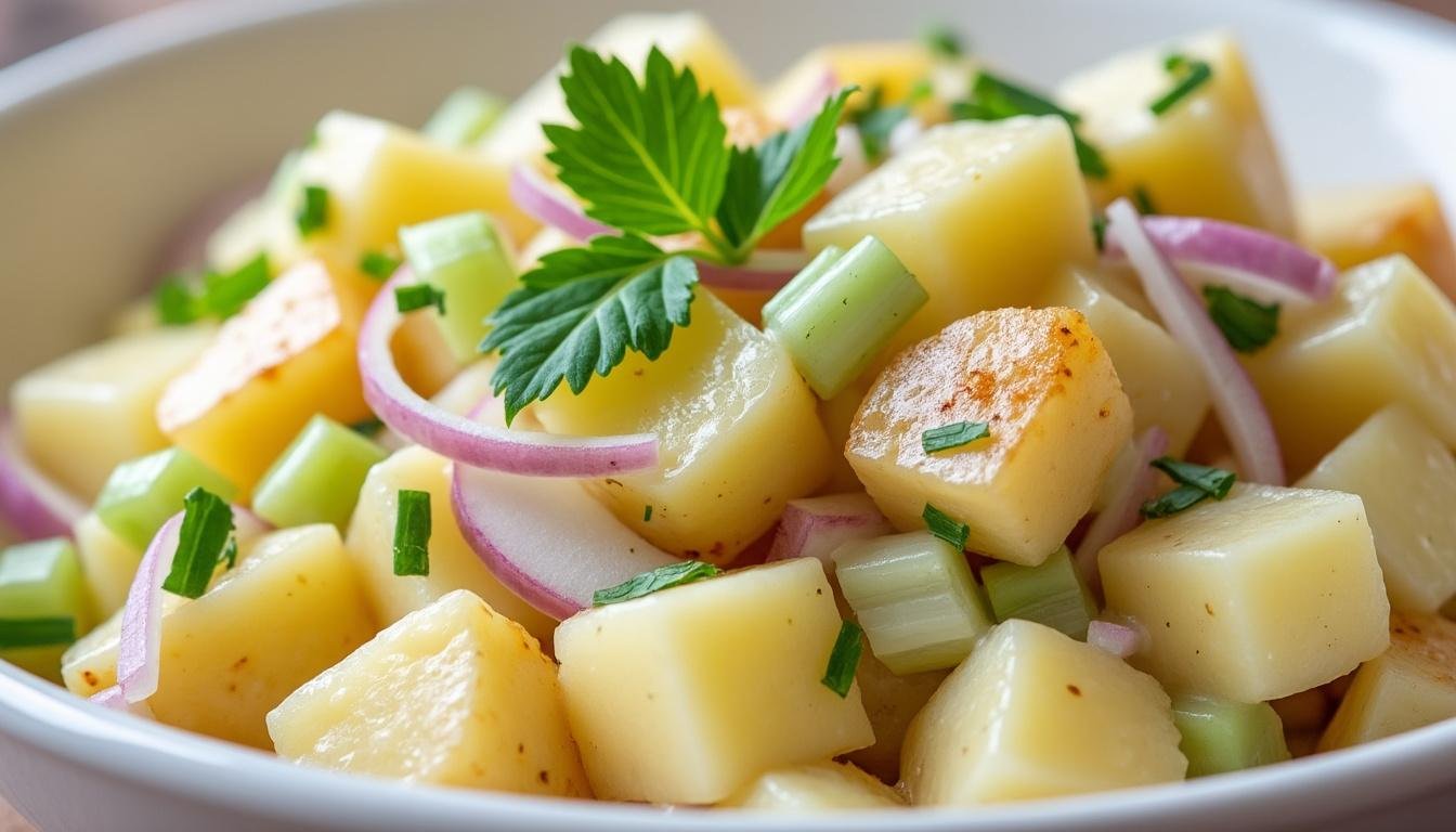 découvrez notre délicieuse salade de pommes de terre rôties, sublimée par une onctueuse crème d'ail. un plat savoureux et réconfortant qui ravira vos papilles lors de vos repas en famille ou entre amis.