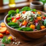 Salade de quinoa, patate douce et feta